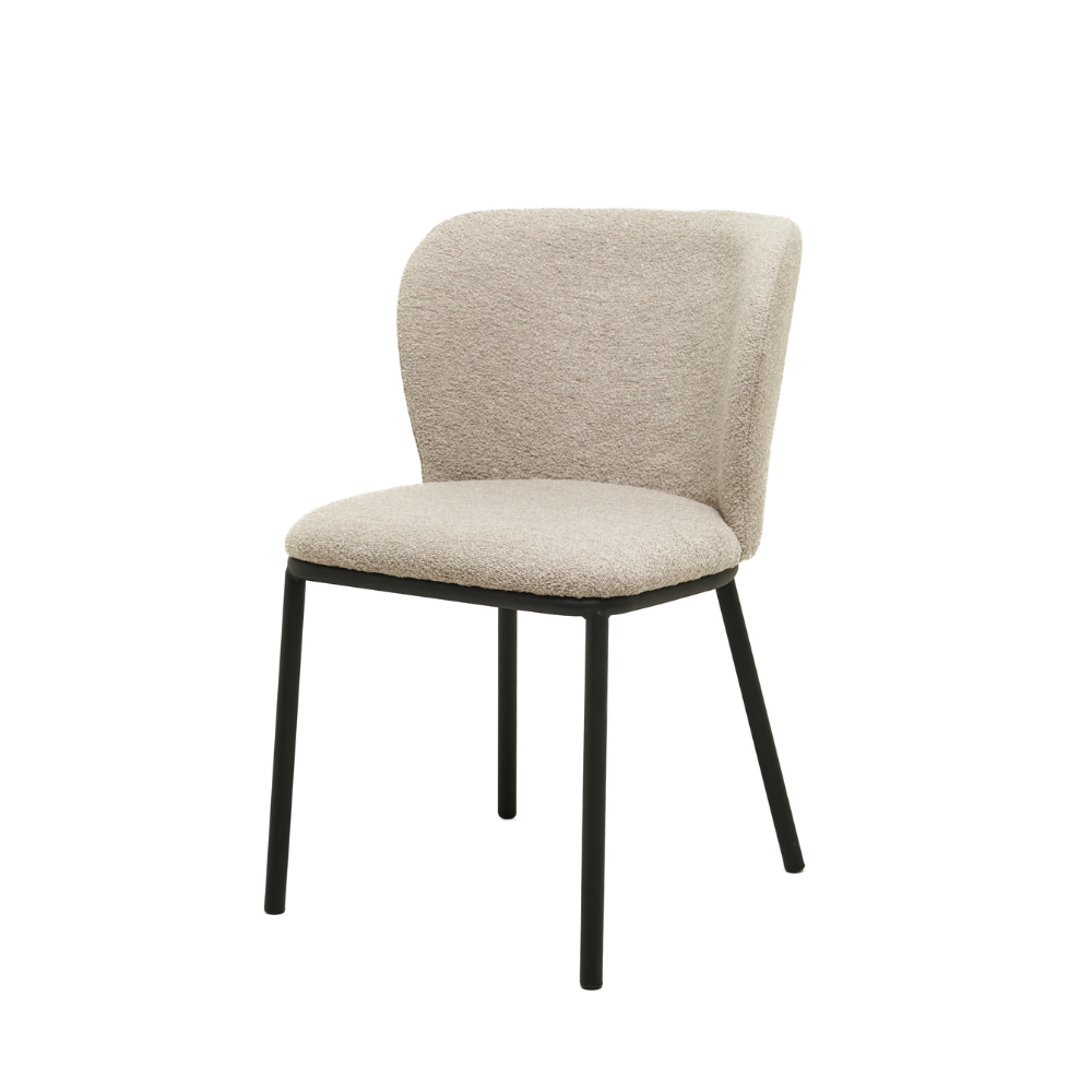 Set Of 2 Carmen Modern Boucle Fabric Kitchen Dining Chair Metal Legs - Latte Fast shipping On sale