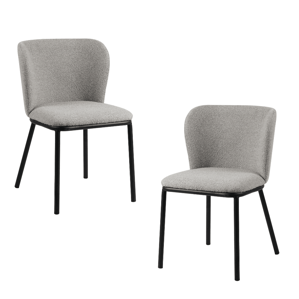 Set Of 2 Carmen Modern Boucle Fabric Kitchen Dining Chair Metal Legs - Latte Fast shipping On sale