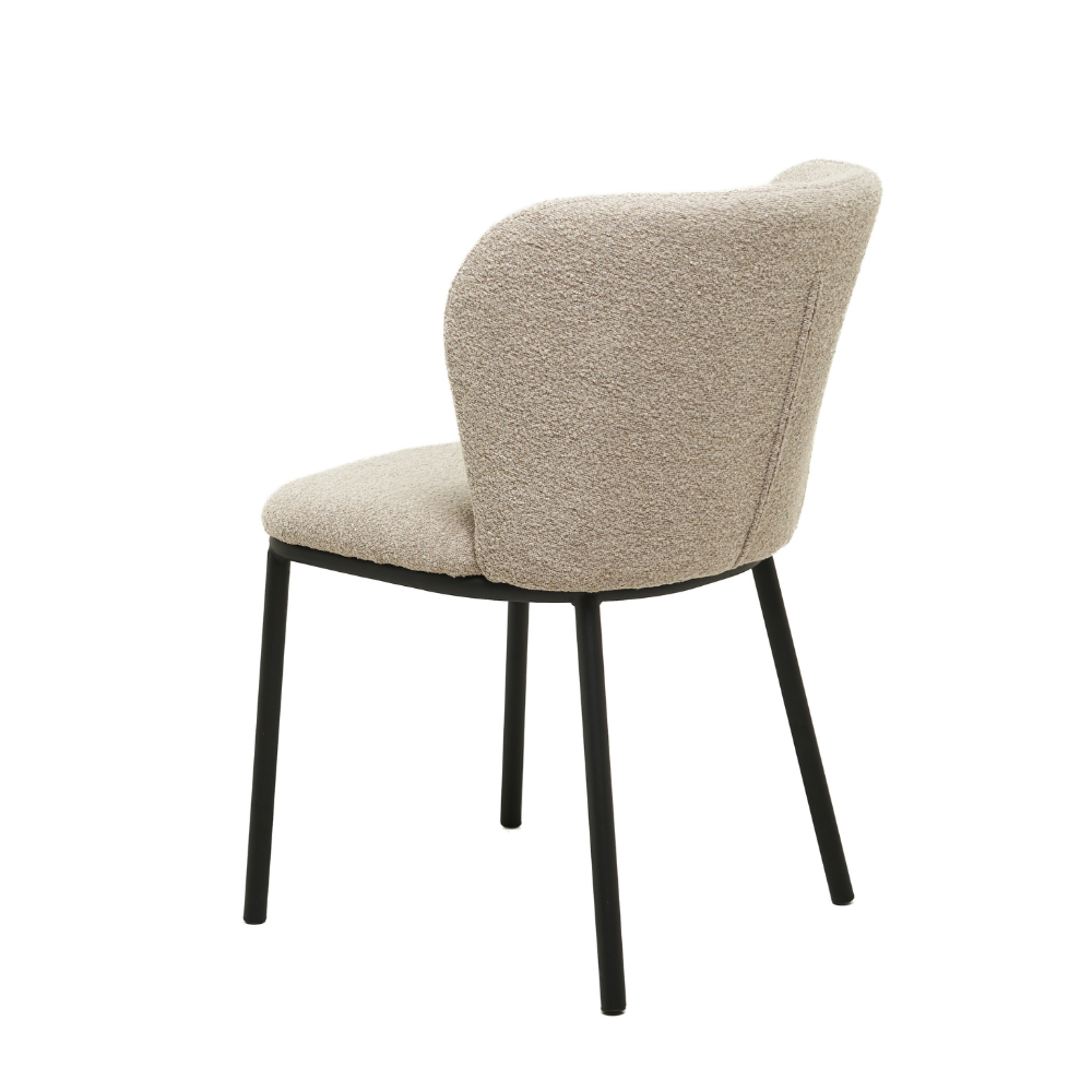 Set Of 2 Carmen Modern Boucle Fabric Kitchen Dining Chair Metal Legs - Latte Fast shipping On sale