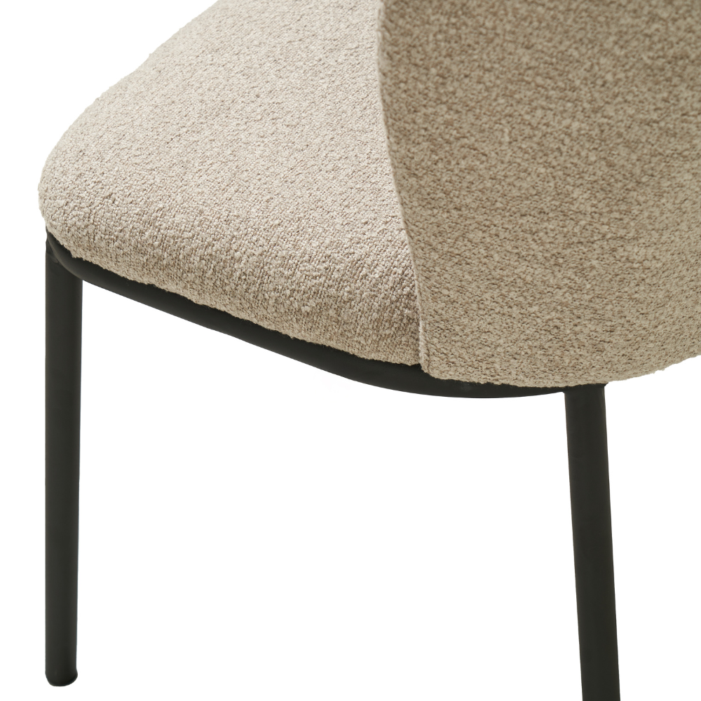 Set Of 2 Carmen Modern Boucle Fabric Kitchen Dining Chair Metal Legs - Latte Fast shipping On sale