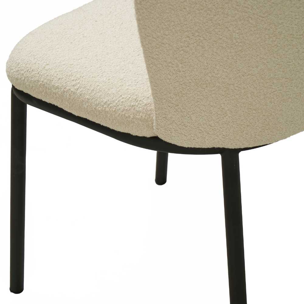 Set Of 2 Carmen Modern Boucle Fabric Kitchen Dining Chair Metal Legs - White Fast shipping On sale