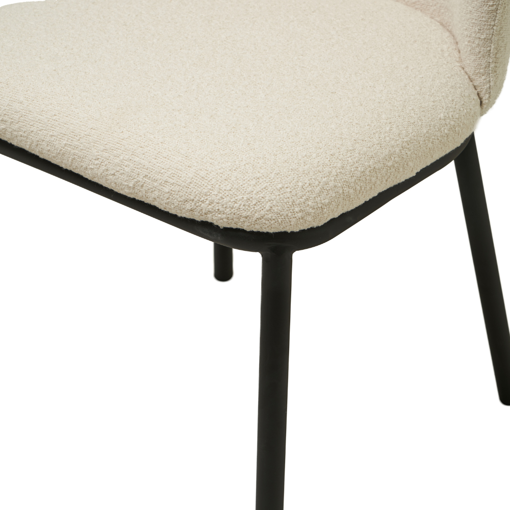 Set Of 2 Carmen Modern Boucle Fabric Kitchen Dining Chair Metal Legs - White Fast shipping On sale