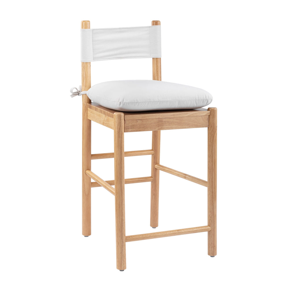 Set Of 2 Casey Wooden High Back Rest Kitchen Counter Bar Stools W/ Cushion White/Oak Stool Fast shipping On sale