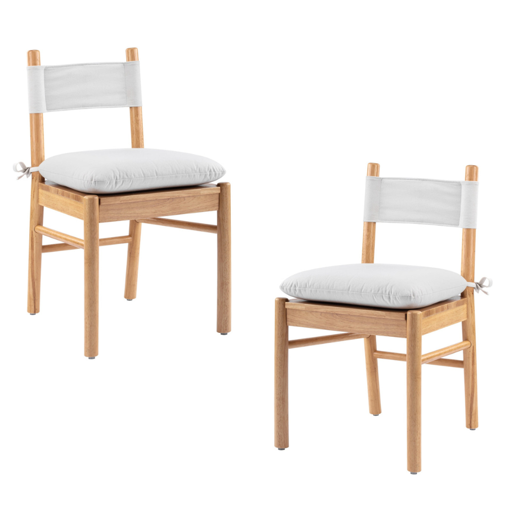 Set Of 2 Casey Wooden Kitchen Dining Chair W/ Cushion White/Oak Fast shipping On sale