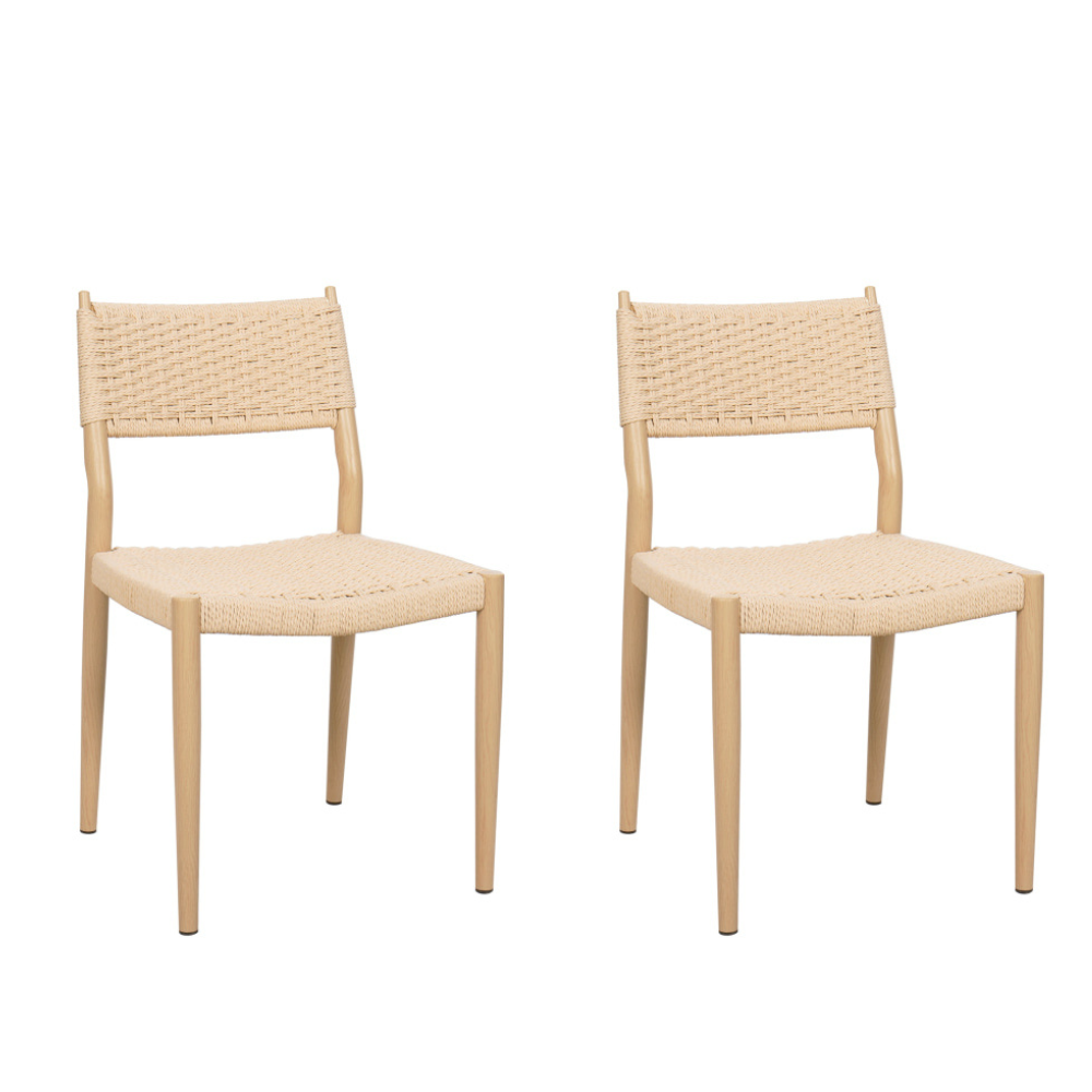 Set Of 2 Cayman Rope Seating Kitchen Dining Chair Wooden Legs Natural Fast shipping On sale