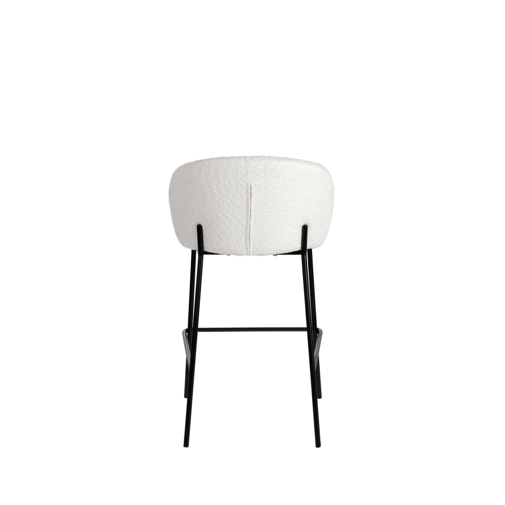 Set Of 2 Chiara Boucle Fabric Kitchen Counter Bar Stools 66cm Metal Frame - Ivory Stool Fast shipping On sale
