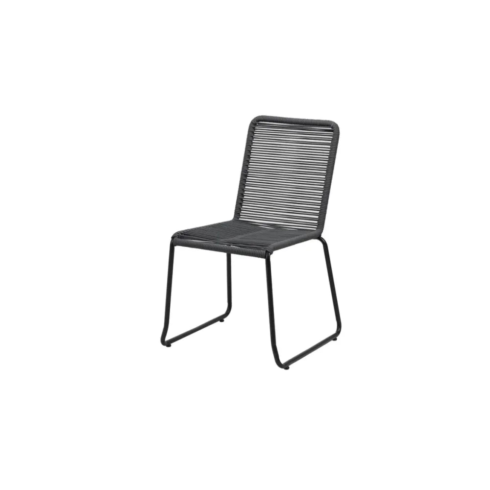 Set Of 2 Clara Stylish Rope Woven Outdoor Dining Chair Metal Frame - Charcoal Fast shipping On sale