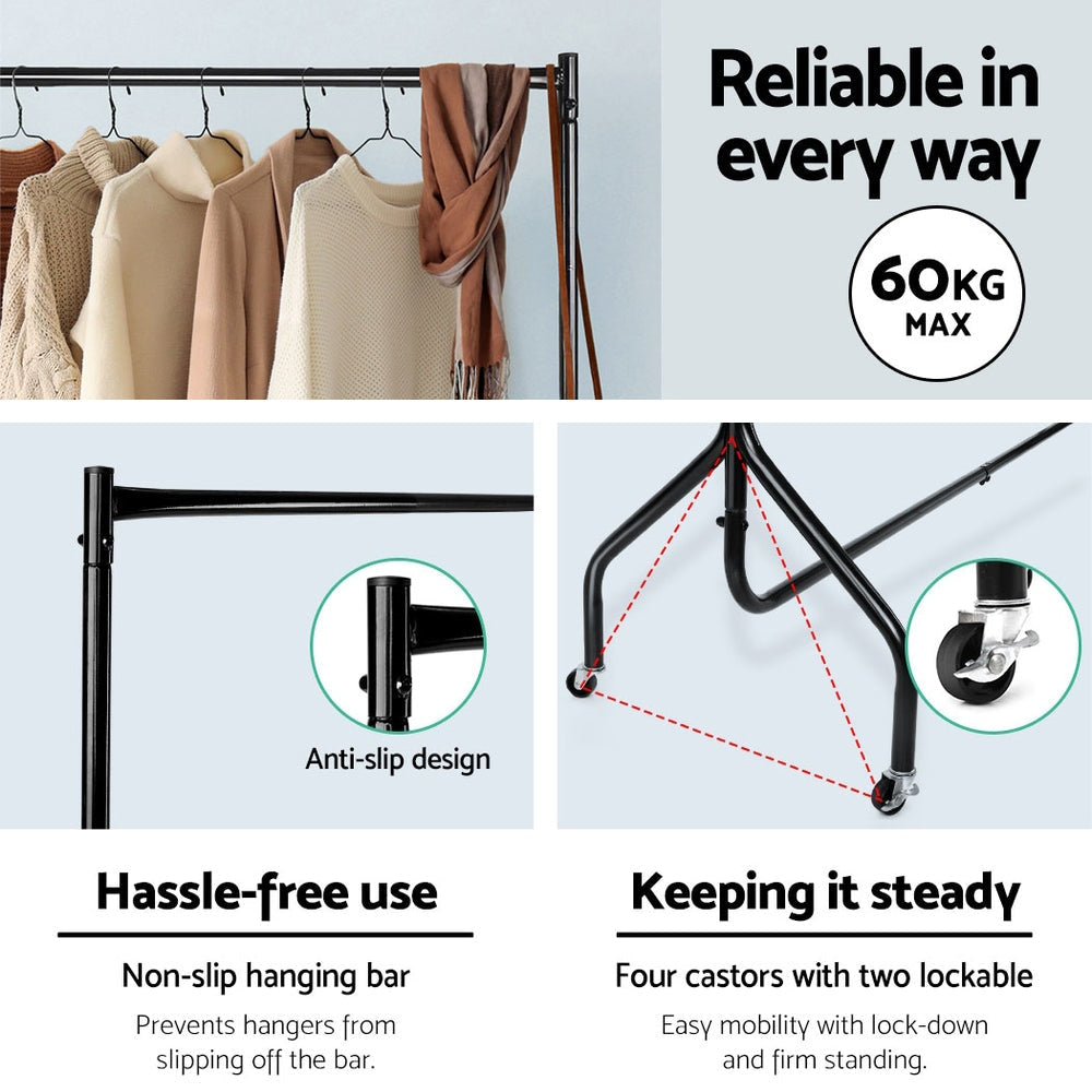 Set of 2 Clothes Racks Metal Garment Coat Hanger Display Rolling Stand Shelf Portable Wardrobe Fast shipping On sale