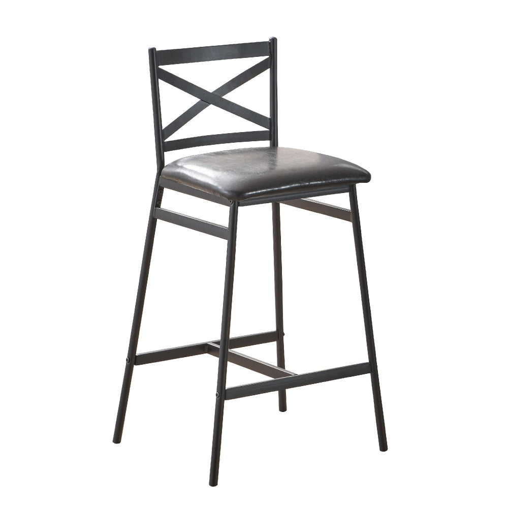 Set Of 2 Connie Metal Frame PU Seat Kitchen Counter Bar Stool - Black Fast shipping On sale