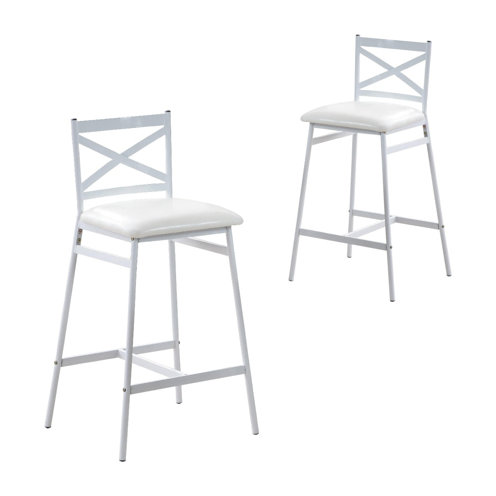 Set Of 2 Connie Metal Frame PU Seat Kitchen Counter Bar Stool - White Fast shipping On sale