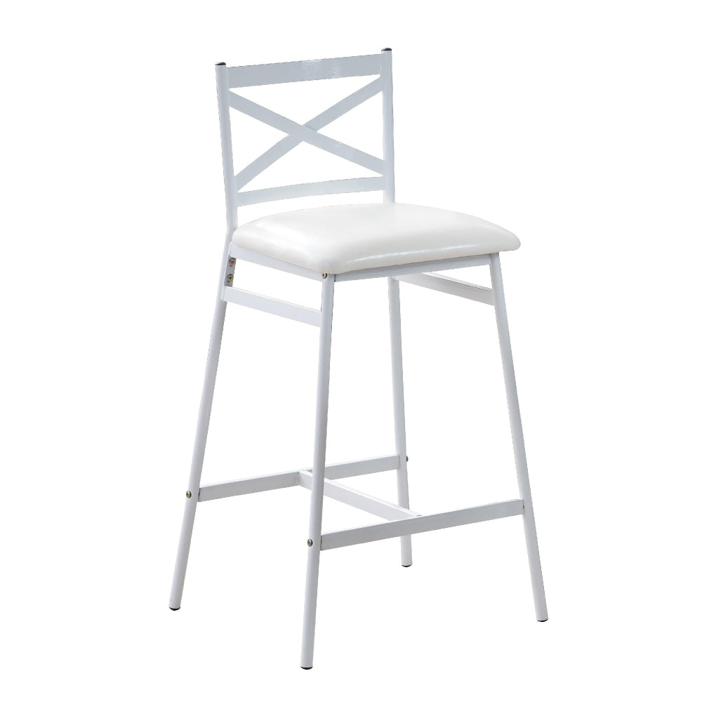 Set Of 2 Connie Metal Frame PU Seat Kitchen Counter Bar Stool - White Fast shipping On sale