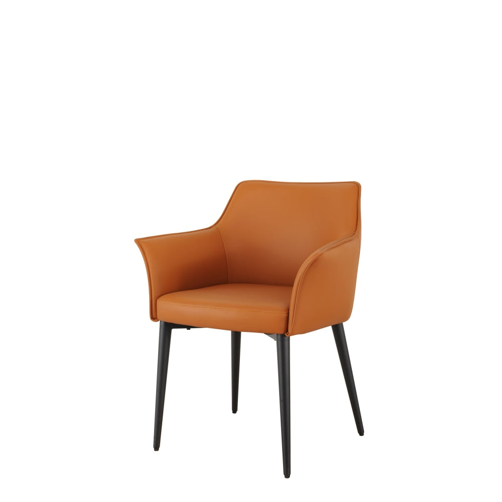 Set of 2 Dante Eco Leather Kitchen Dining ArmChair Metal Frame - Terracotta Chair Fast shipping On sale