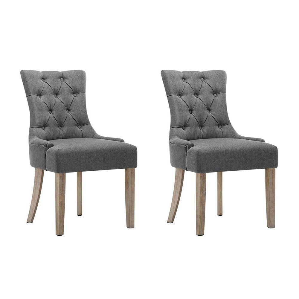 Set of 2 Dining Chair CAYES French Provincial Chairs Wooden Fabric Retro Cafe Fast shipping On sale