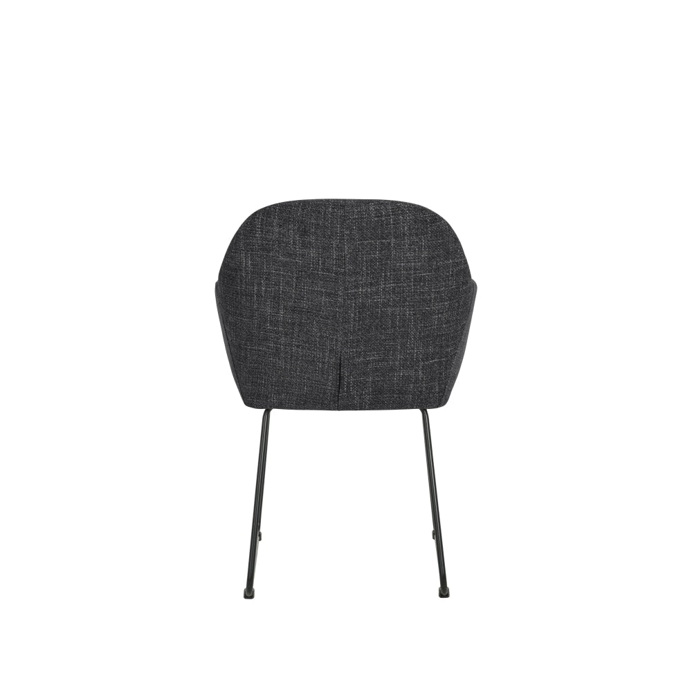 Set Of 2 Eleana Fabric Kitchen Dining Arm Chair Metal Legs - Black Fast shipping On sale