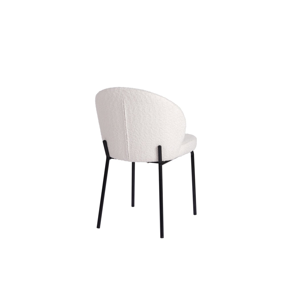 Set Of 2 Elena Modern Boucle Fabric Kitchen Dining Chairs Metal Frame - Ivory Chair Fast shipping On sale