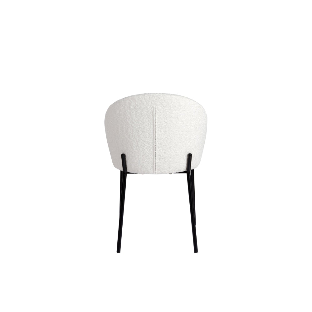 Set Of 2 Elena Modern Boucle Fabric Kitchen Dining Chairs Metal Frame - Ivory Chair Fast shipping On sale