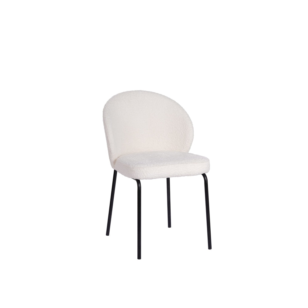 Set Of 2 Elena Modern Boucle Fabric Kitchen Dining Chairs Metal Frame - Ivory Chair Fast shipping On sale