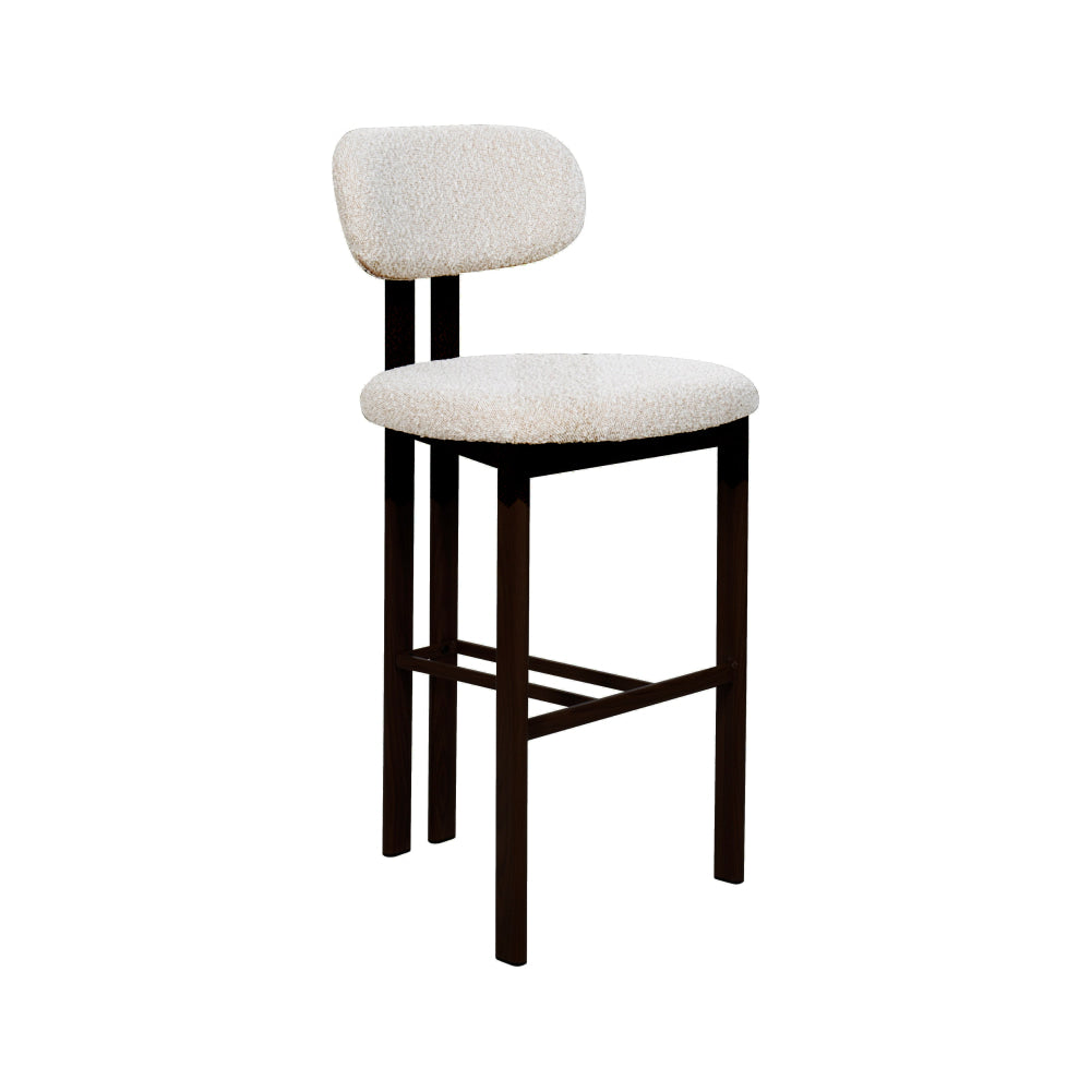 Set Of 2 Eloise Boucle Fabric Kitchen Counter Bar Stools Metal Legs Cream/Black Stool Fast shipping On sale