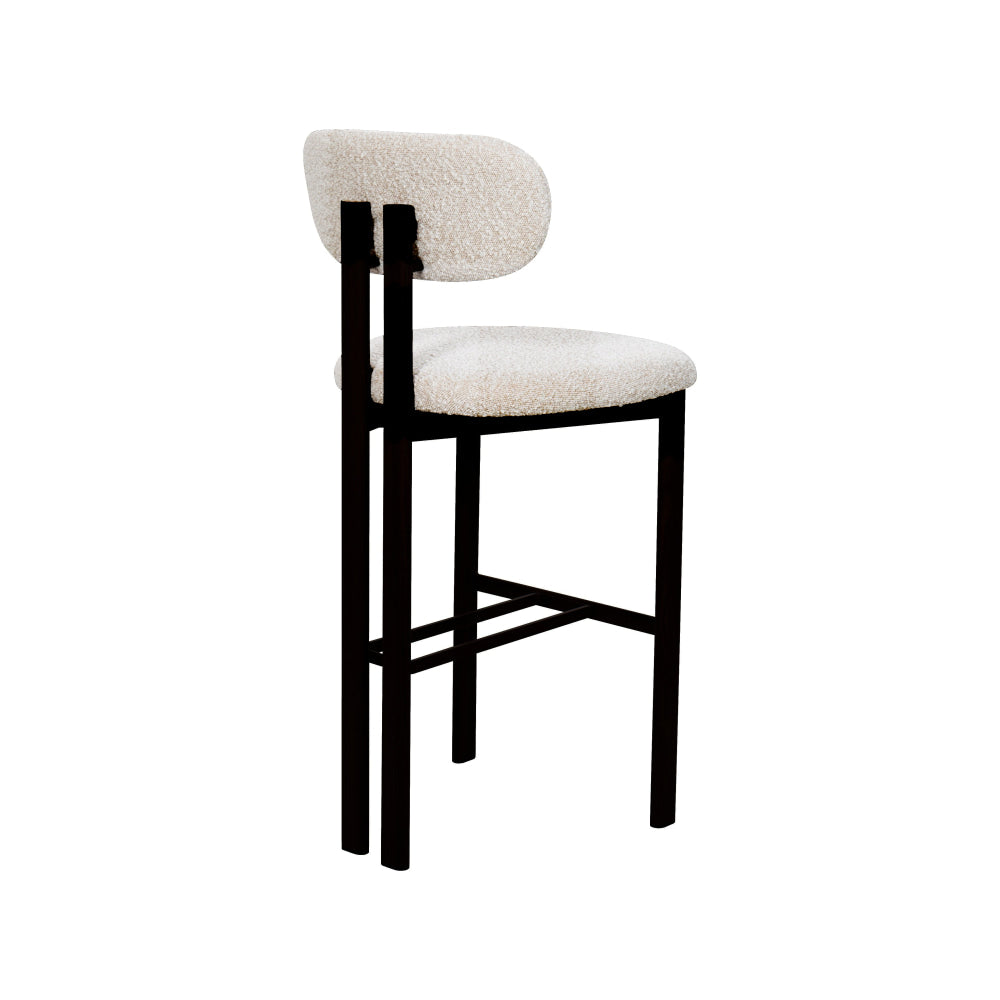 Set Of 2 Eloise Boucle Fabric Kitchen Counter Bar Stools Metal Legs Cream/Black Stool Fast shipping On sale