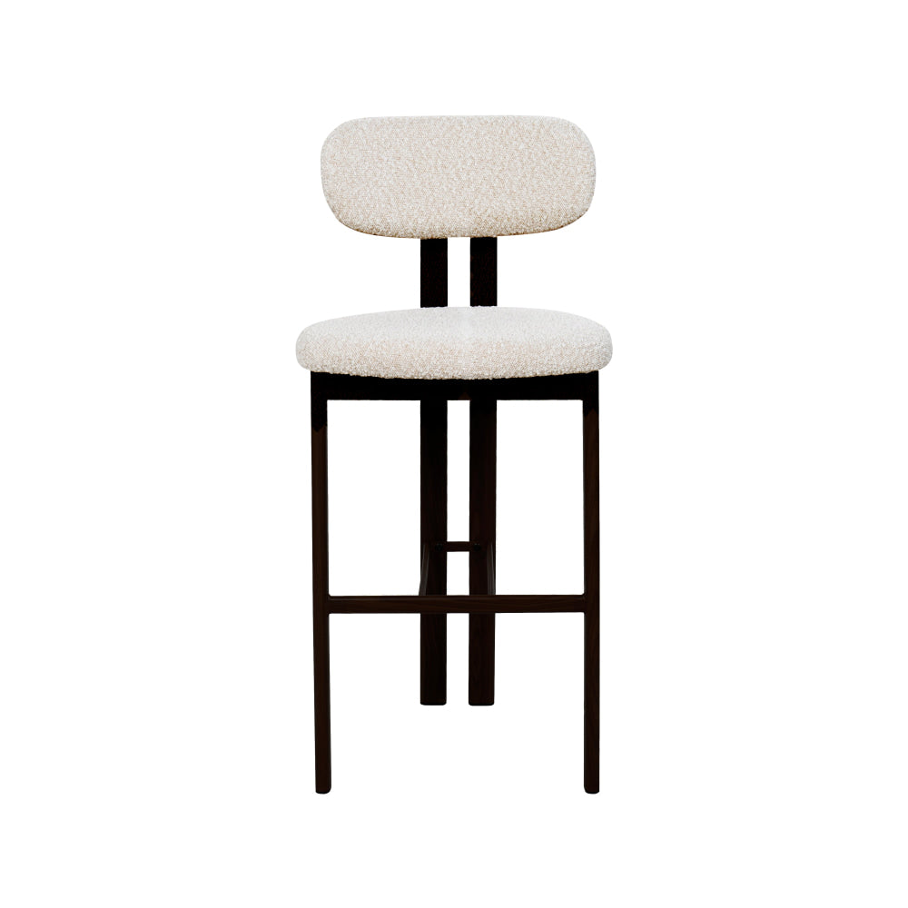 Set Of 2 Eloise Boucle Fabric Kitchen Counter Bar Stools Metal Legs Cream/Black Stool Fast shipping On sale