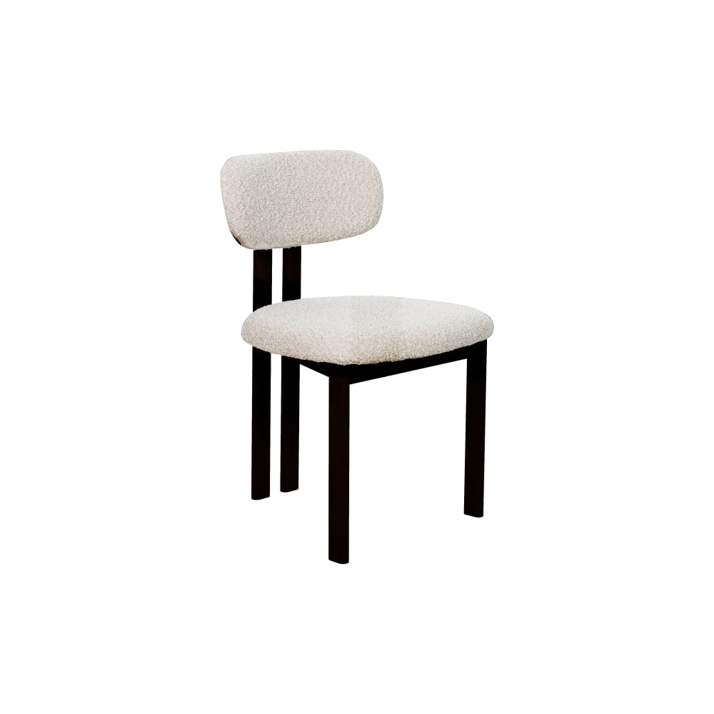 Set Of 2 Eloise Boucle Fabric Kitchen Dining Chair Metal Legs Cream/Black Fast shipping On sale