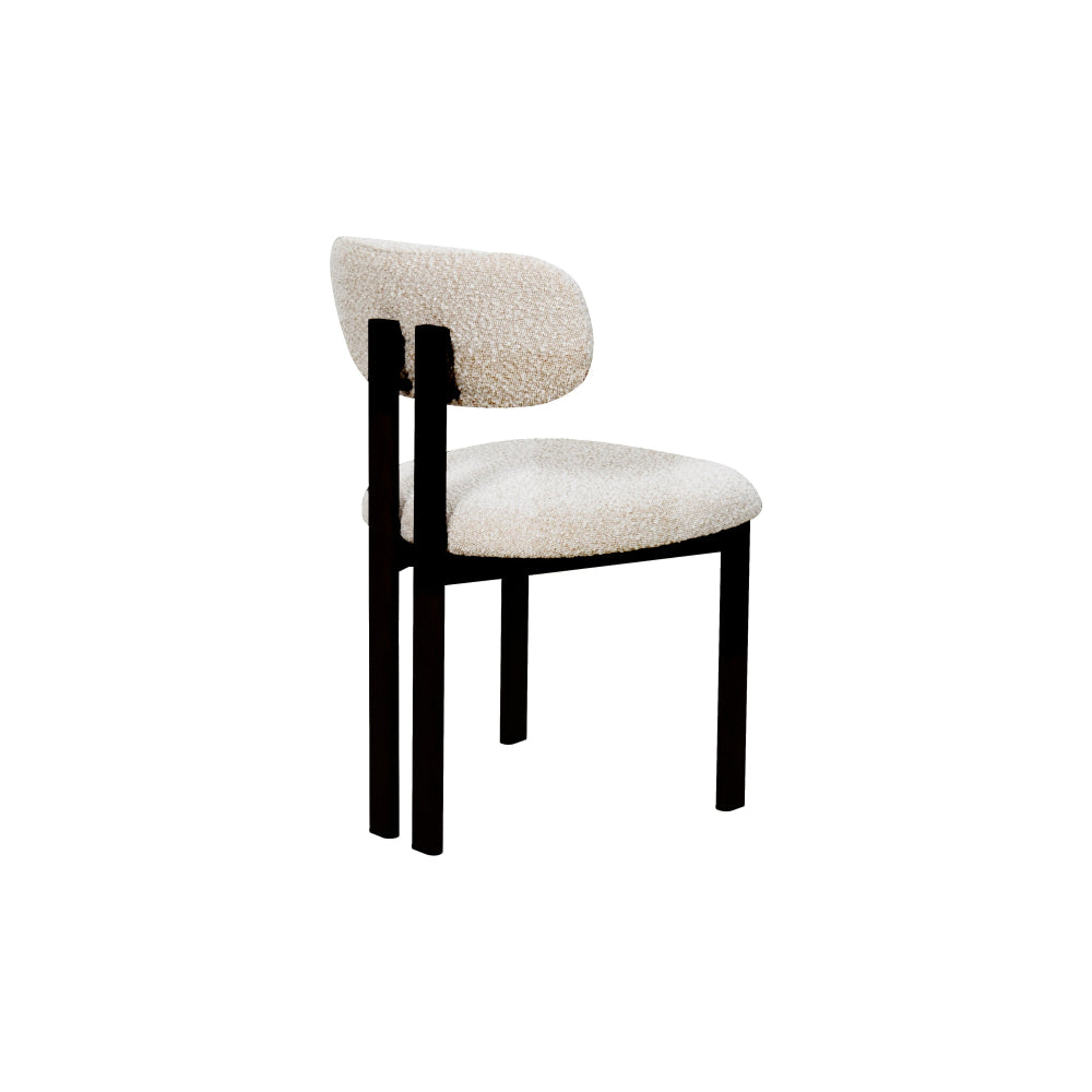 Set Of 2 Eloise Boucle Fabric Kitchen Dining Chair Metal Legs Cream/Black Fast shipping On sale