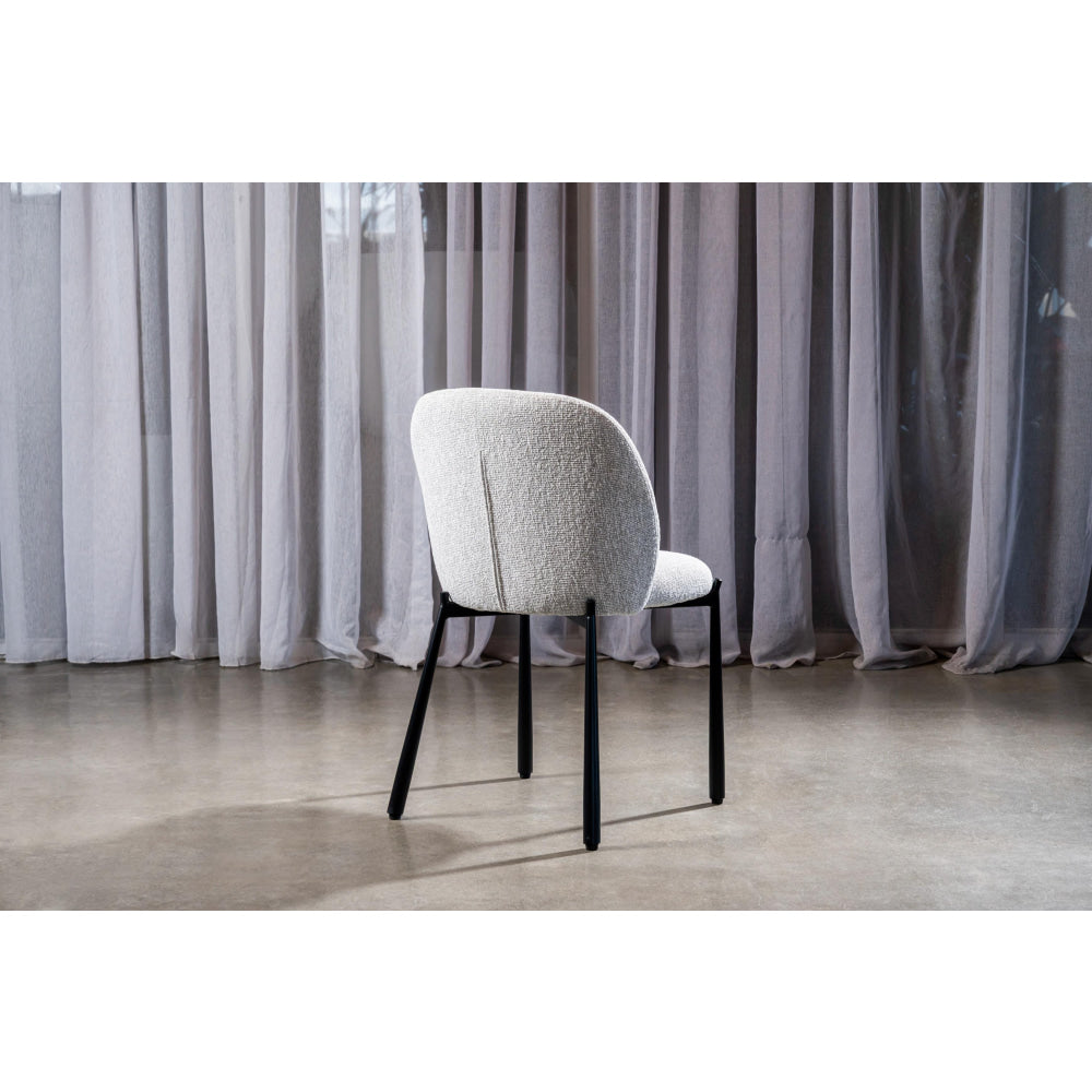 Set Of 2 Elvio Boucle Fabric Kitchen Dining Side Chair Black Powder Coated Legs Oyster Fast shipping On sale