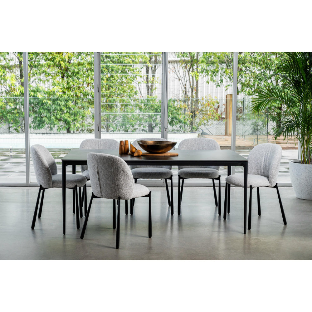 Set Of 2 Elvio Boucle Fabric Kitchen Dining Side Chair Black Powder Coated Legs Oyster Fast shipping On sale