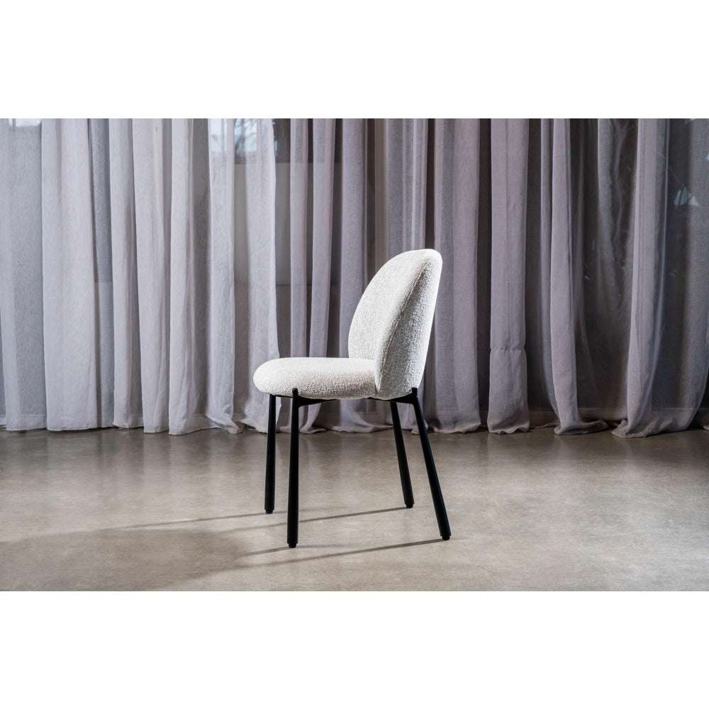 Set Of 2 Elvio Boucle Fabric Kitchen Dining Side Chair Black Powder Coated Legs Oyster Fast shipping On sale