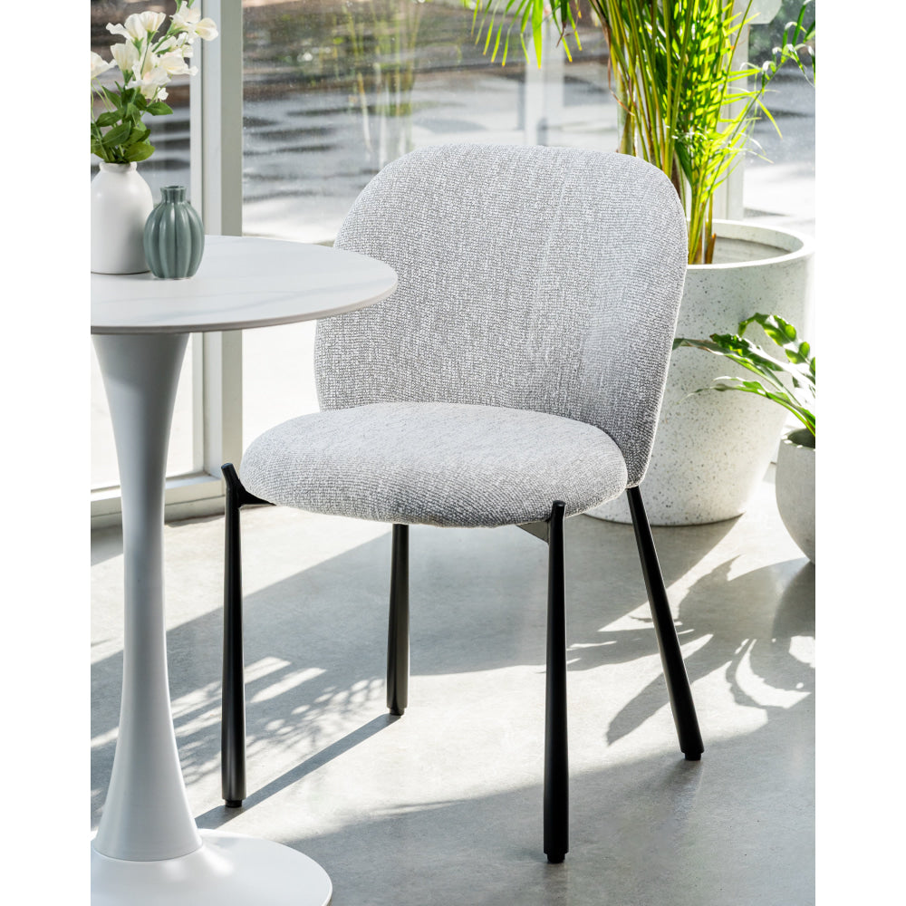 Set Of 2 Elvio Boucle Fabric Kitchen Dining Side Chair Black Powder Coated Legs Oyster Fast shipping On sale