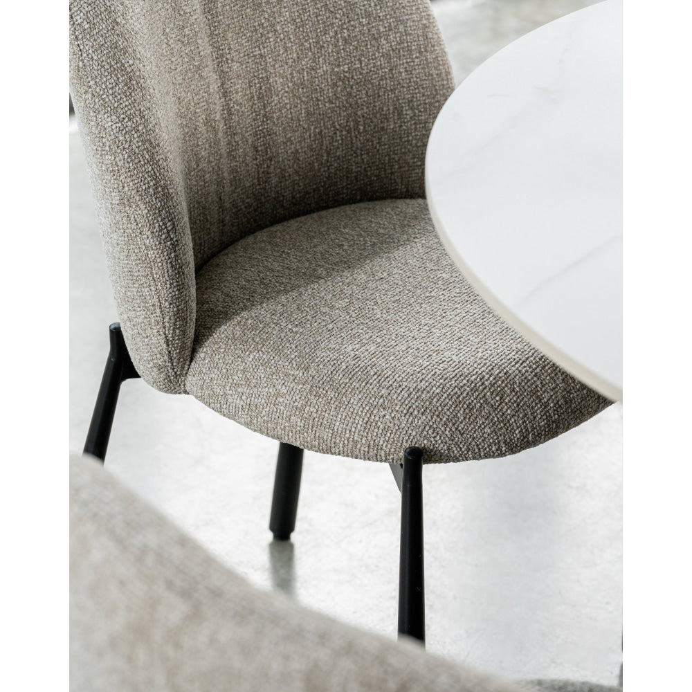 Set Of 2 Elvio Boucle Fabric Kitchen Dining Side Chair Black Powder Coated Legs Sand Fast shipping On sale