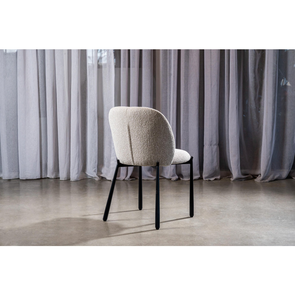 Set Of 2 Elvio Boucle Fabric Kitchen Dining Side Chair Black Powder Coated Legs Sand Fast shipping On sale
