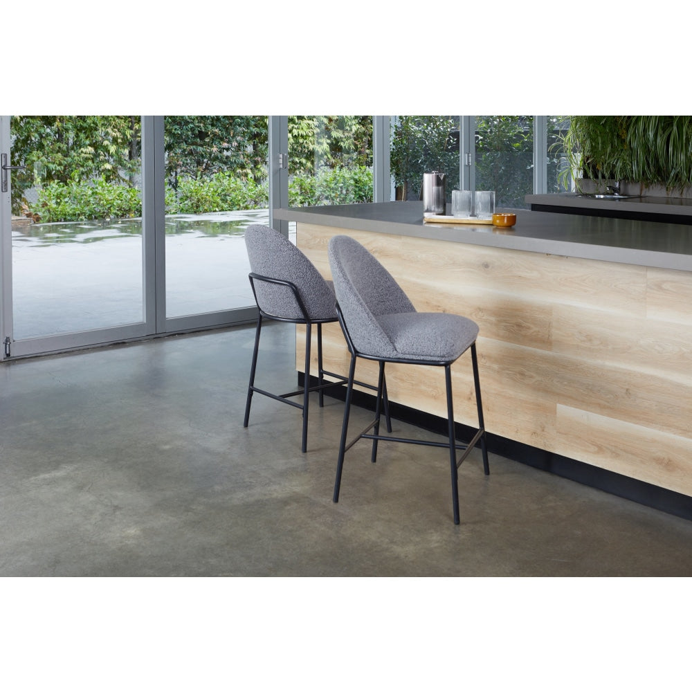 Set Of 2 Enea Modern Boucle Fabric Kitchen Counter Bar Stool 65cm - Slate Fast shipping On sale
