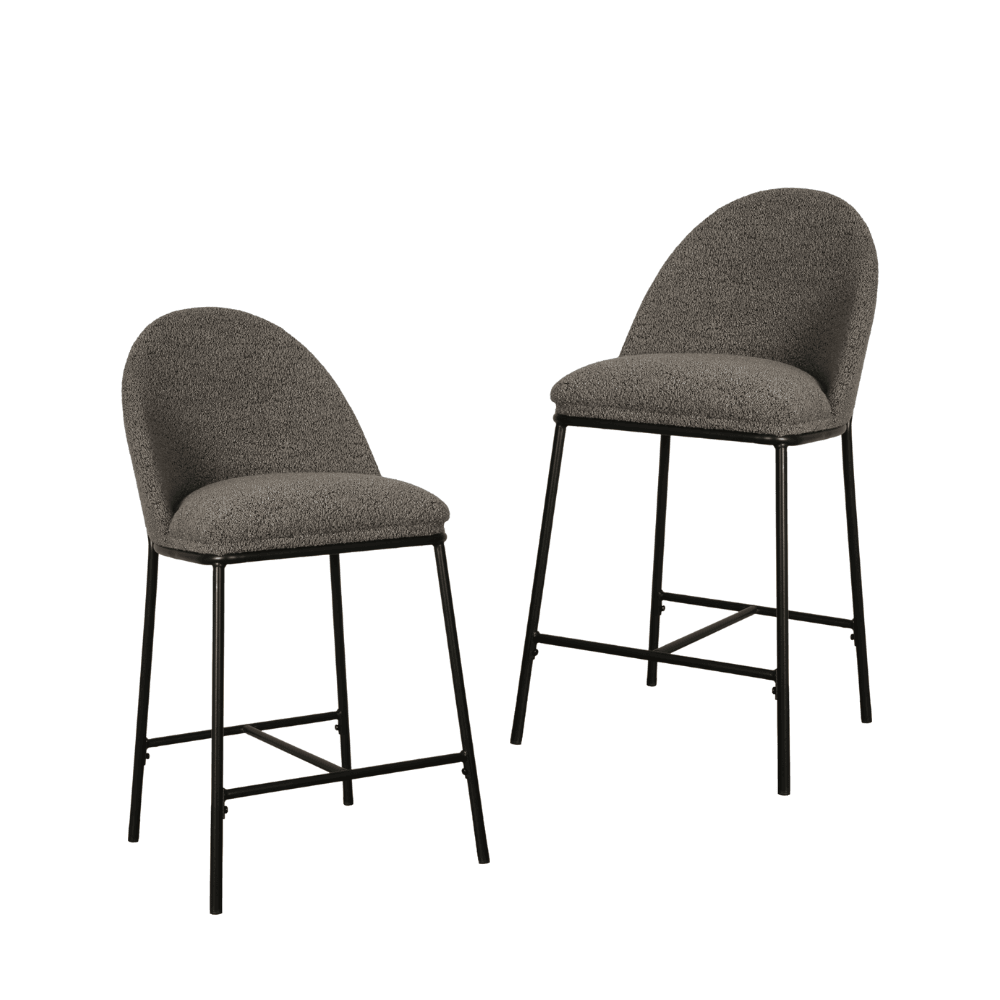 Set Of 2 Enea Modern Boucle Fabric Kitchen Counter Bar Stool 65cm - Slate Fast shipping On sale