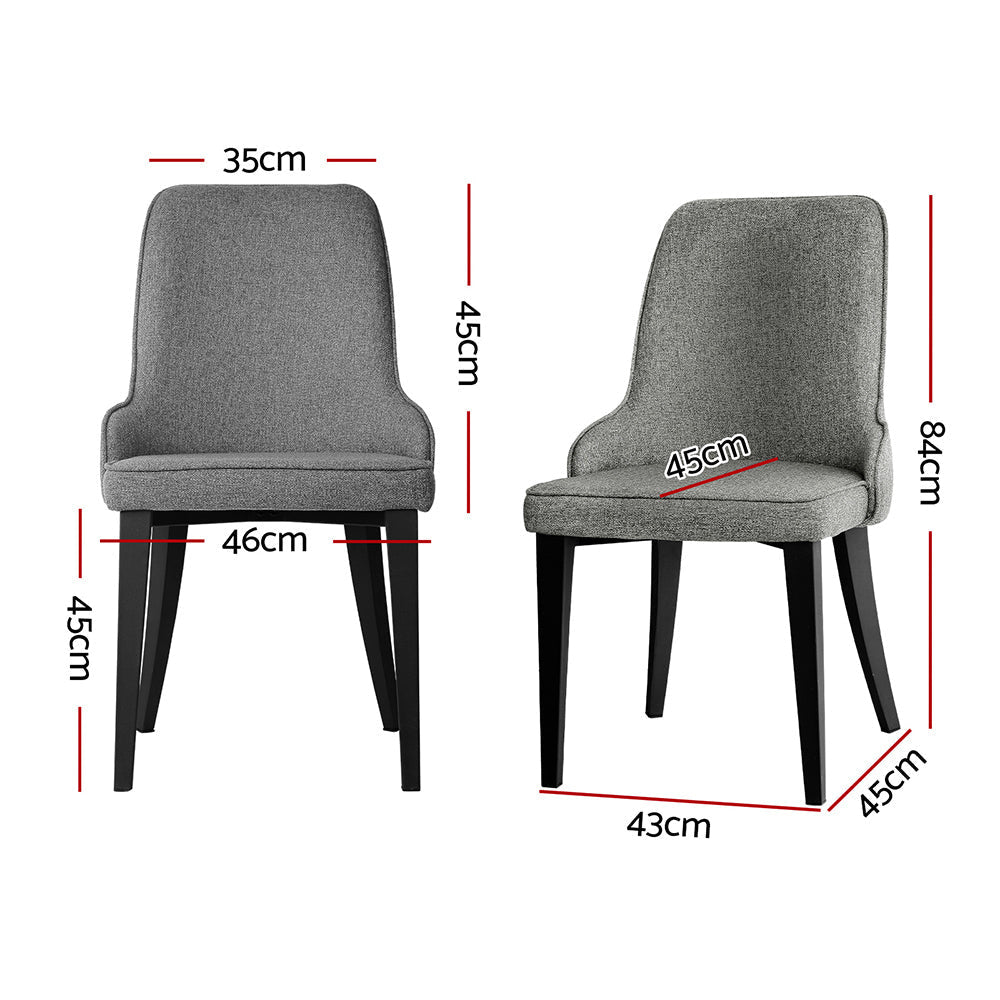 Set of 2 Fabric Dining Chairs - Grey Chair Fast shipping On sale