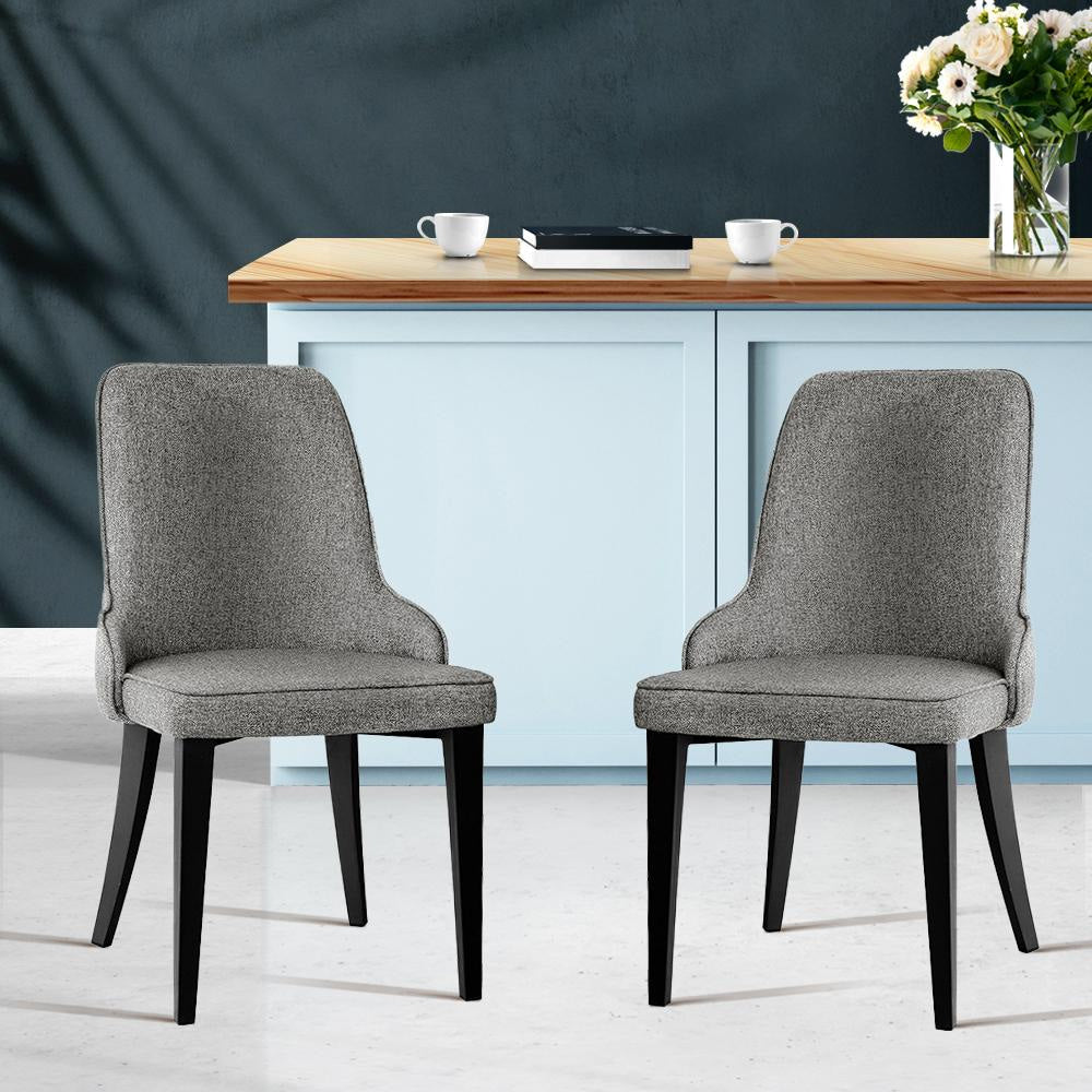 Set of 2 Fabric Dining Chairs - Grey Chair Fast shipping On sale