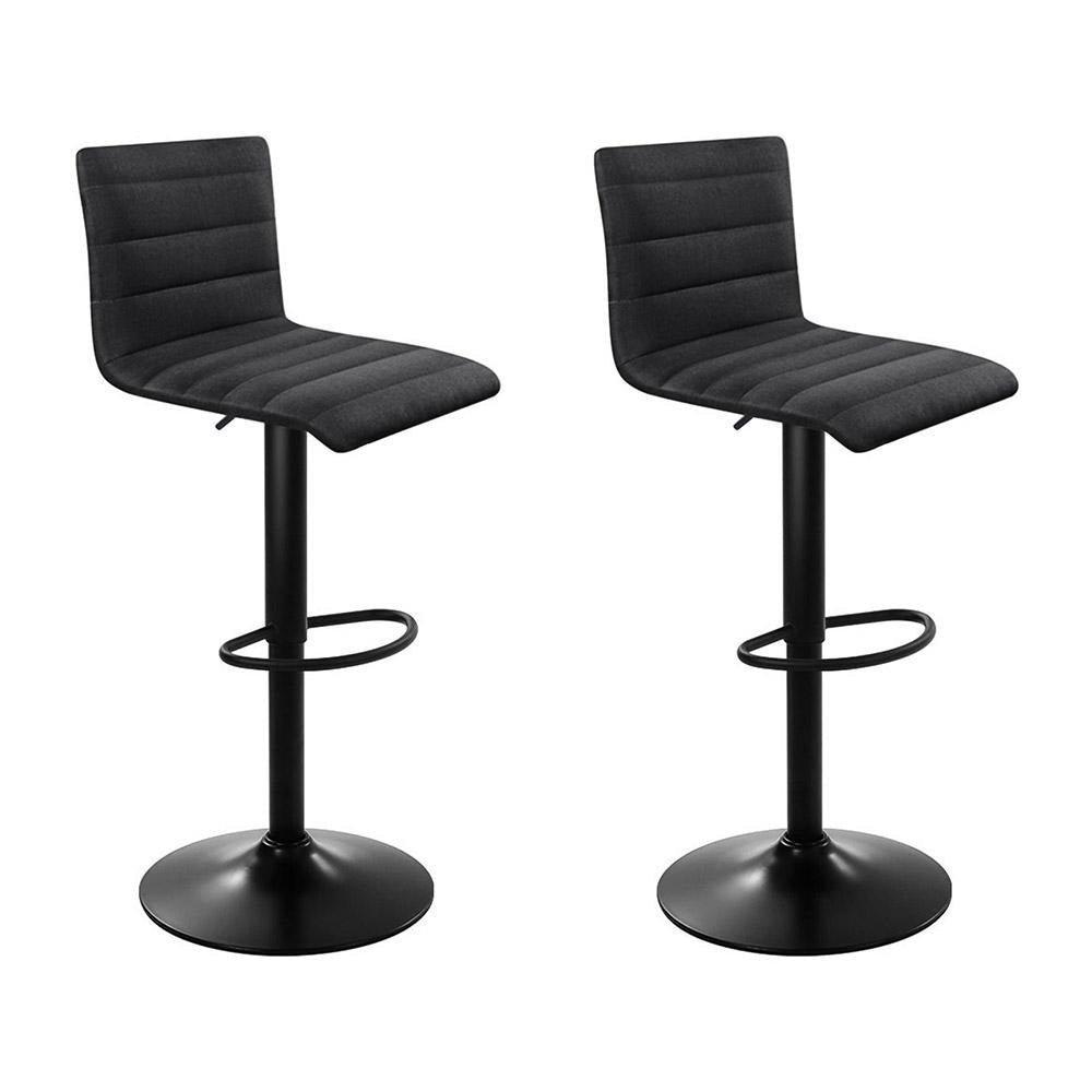 Set of 2 Faux Linen Bar Stools - Black Stool Fast shipping On sale