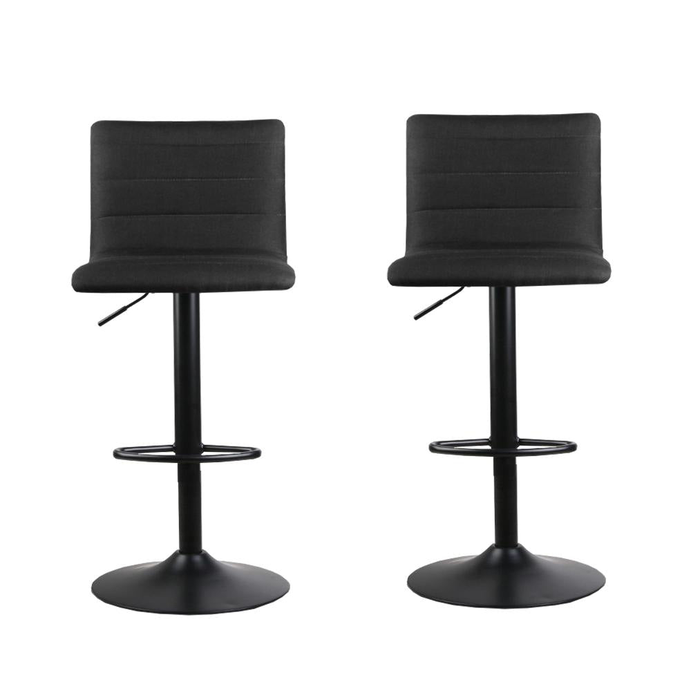Set of 2 Faux Linen Bar Stools - Black Stool Fast shipping On sale