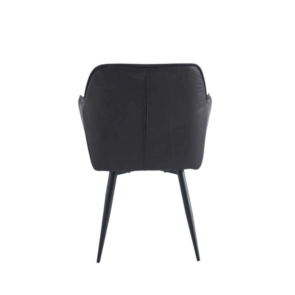 Set of 2 Dining Arm Chair Faux Suede Fabric Powder-Coated Metal Legs Black Fast shipping On sale