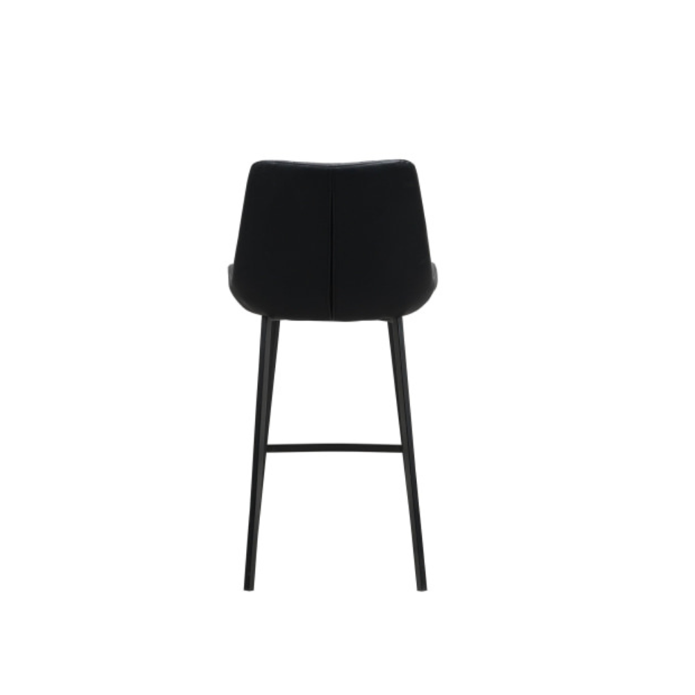 Set Of 2 Fin Eco Leather Kitchen Counter Bar Stool Metal Legs 66cm Black Fast shipping On sale