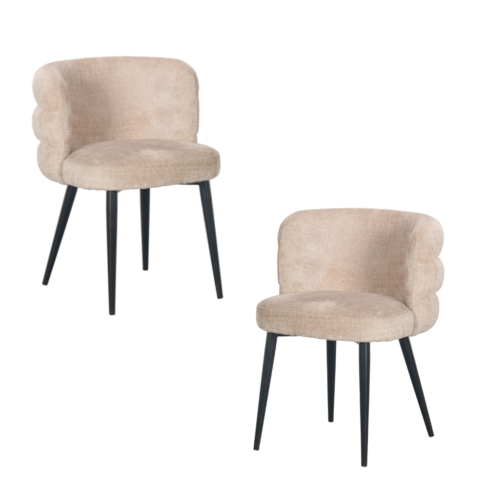 Set Of 2 Flavio Fabric Kitchen Dining Chair Metal Legs Latte Fast shipping On sale