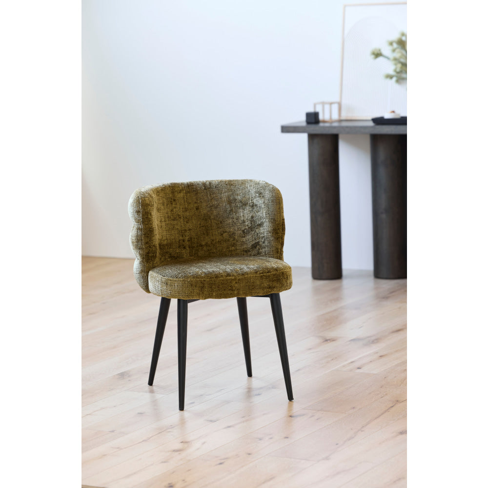 Set of 2 Flavio Fabric Kitchen Dining Chair Metal Legs Moss Fast shipping On sale