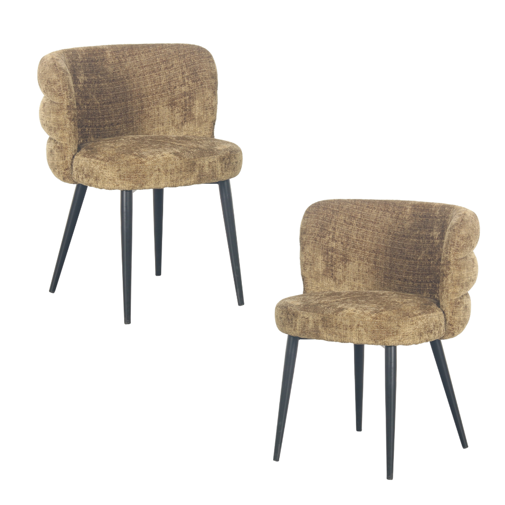 Set of 2 Flavio Fabric Kitchen Dining Chair Metal Legs Moss Fast shipping On sale