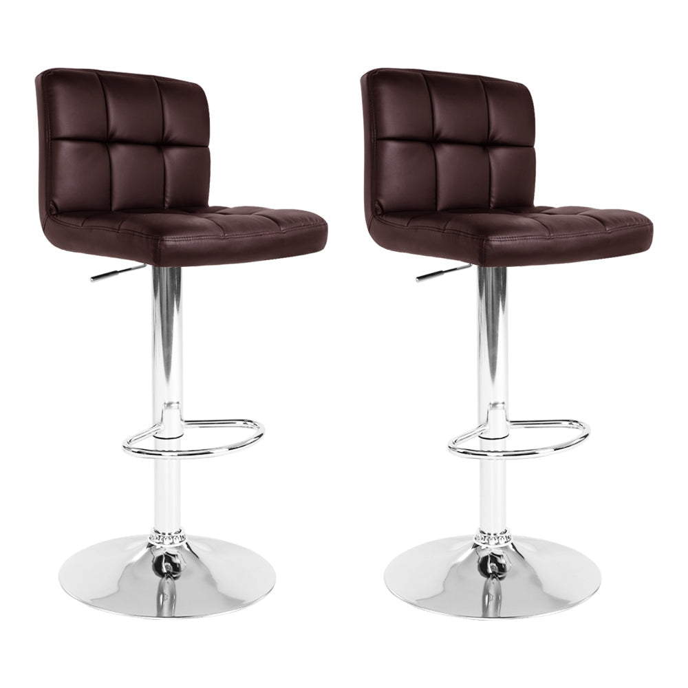 Set of 2 Gas Lift Bar Stools PU Leather - Chocolate Brown Stool Fast shipping On sale