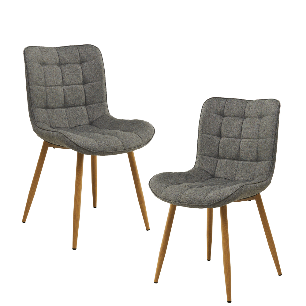 Set Of 2 Gian Fabric Kitchen Dining Side Chair Metal Legs Ash Fast shipping On sale