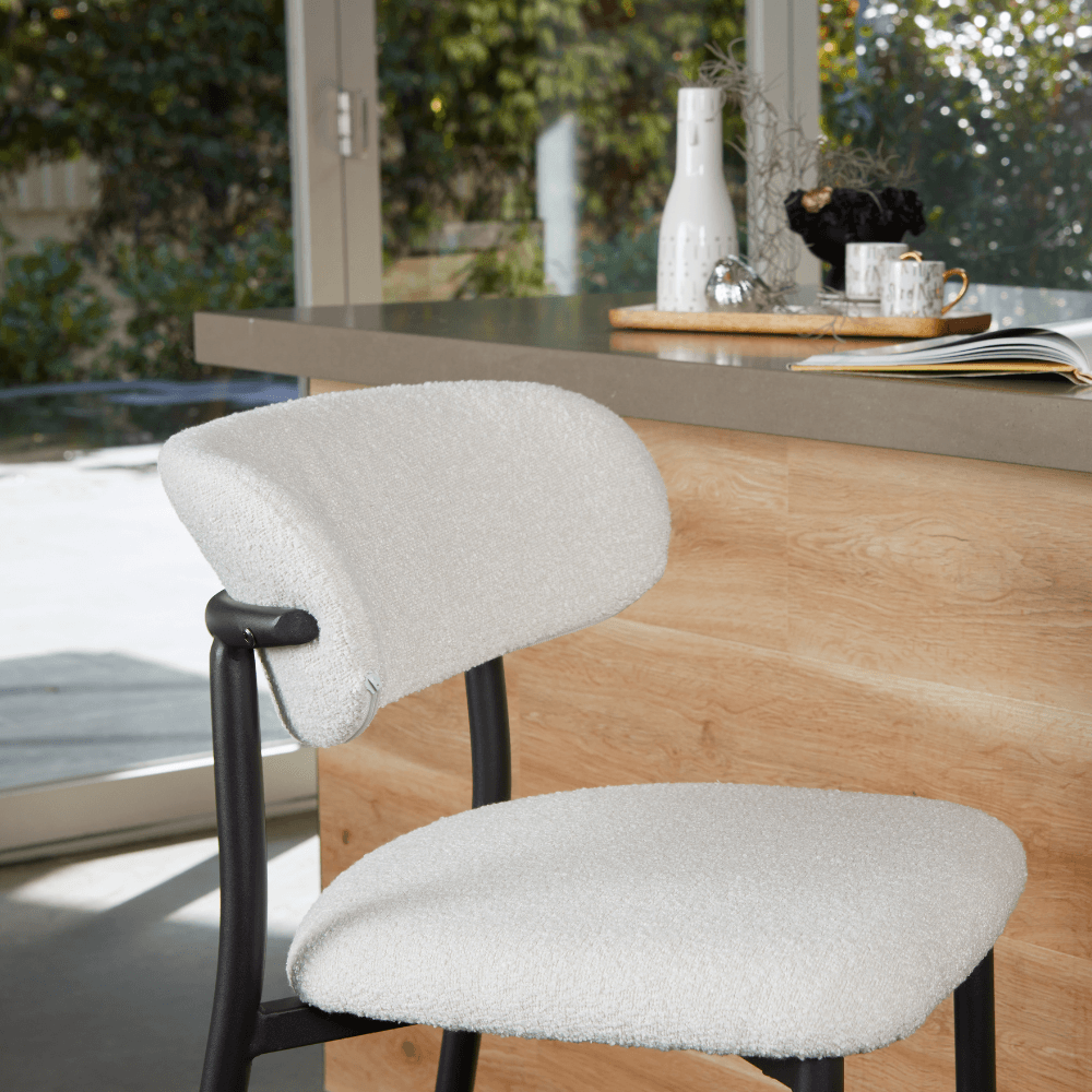 Set Of 2 Gio Modern Boucle Fabric Kitchen Counter Bar Stool 66cm - Off White Fast shipping On sale