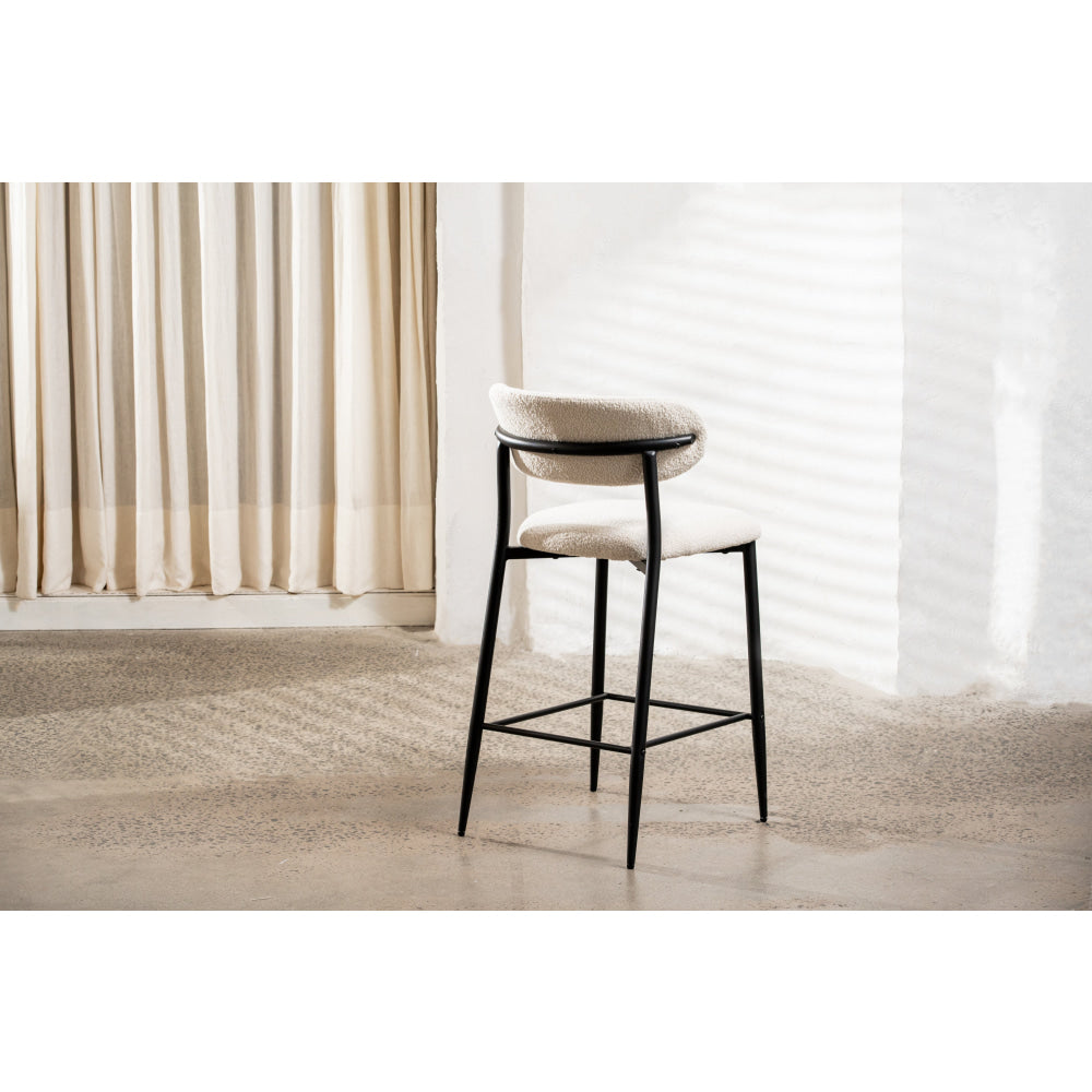 Set Of 2 Gio Modern Boucle Fabric Kitchen Counter Bar Stool 66cm - Off White Fast shipping On sale