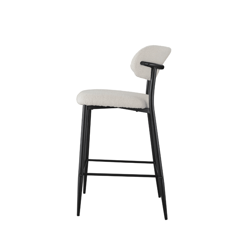 Set Of 2 Gio Modern Boucle Fabric Kitchen Counter Bar Stool 66cm - Off White Fast shipping On sale