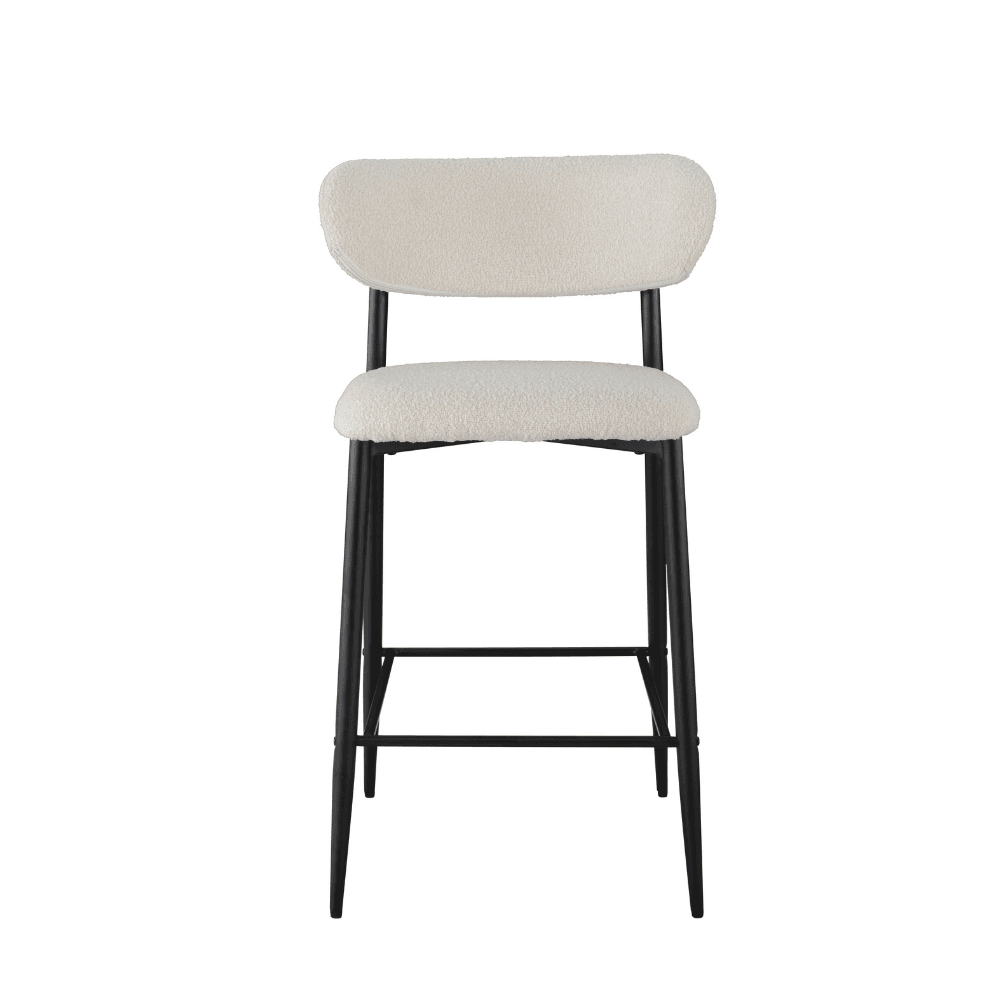 Set Of 2 Gio Modern Boucle Fabric Kitchen Counter Bar Stool 66cm - Off White Fast shipping On sale