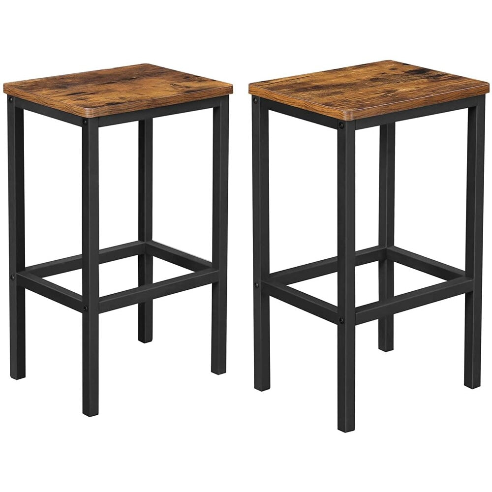 Set of 2 Industrial Bar Stools Square Rustic Brown Stool Fast shipping On sale